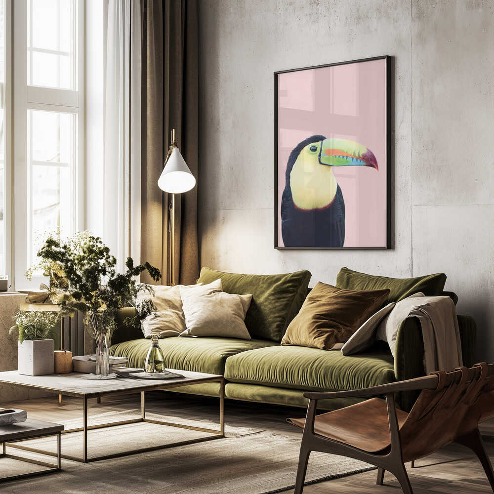 Toucan on Pink Poster