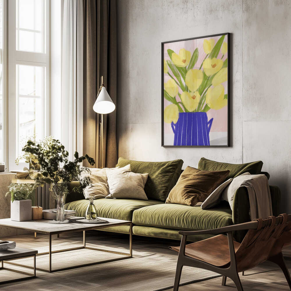 Yellow Tulips In a Vase Poster