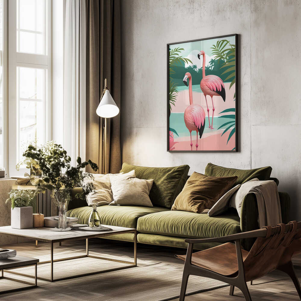 Tropical Flamingo Paradise Poster
