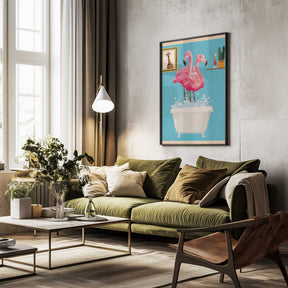 Flamingos In Bath Poster