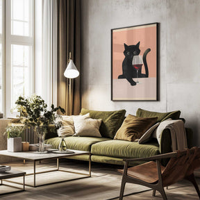 Cat &amp; Wine Poster
