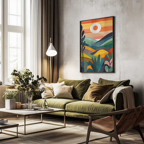 Sunrise Over Rolling Hills Poster