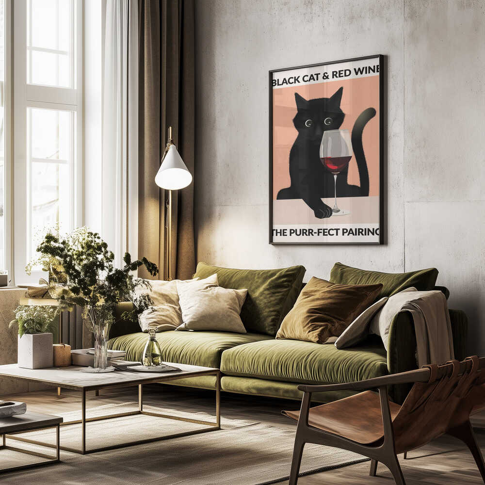 A4 Cat & Wine Purr Fect 01.png Poster