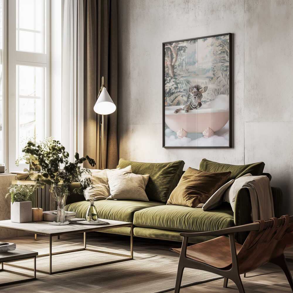 Zebra’s Bath Time Poster