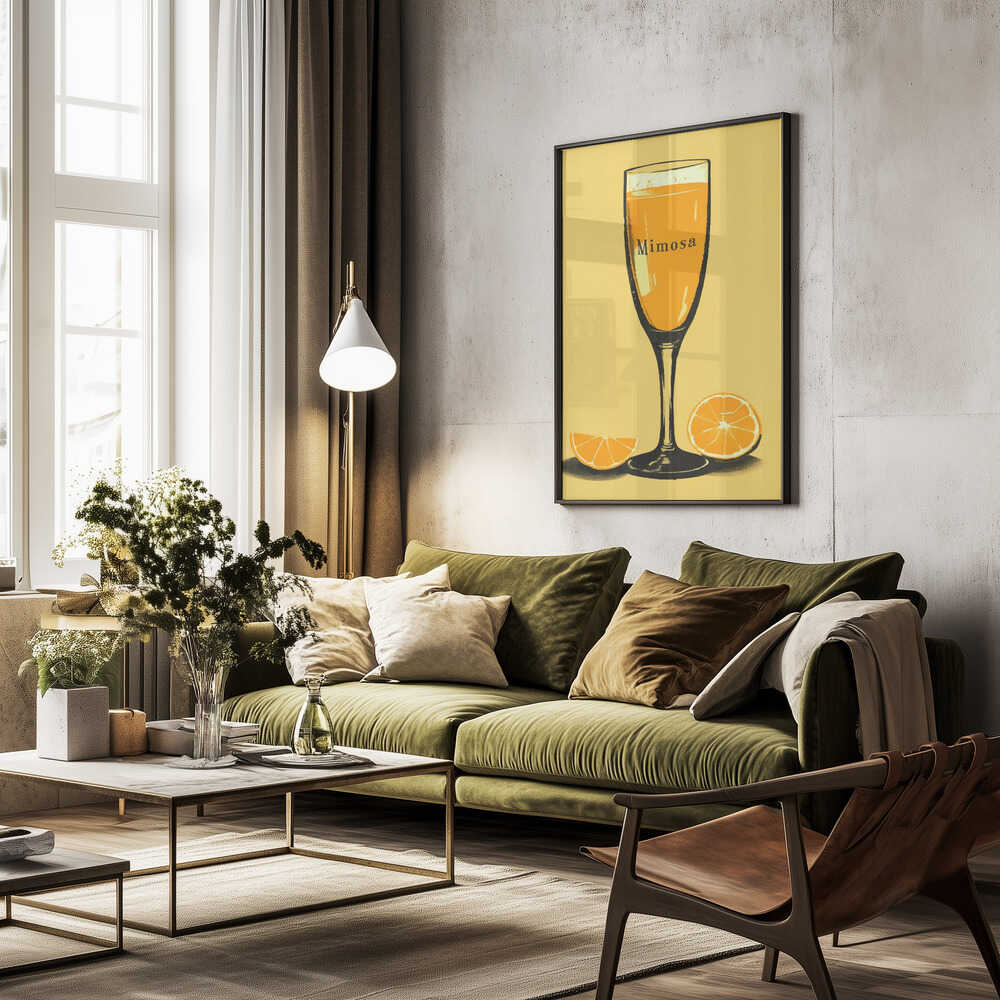 Illustration Of A Mimosa Cocktail Poster
