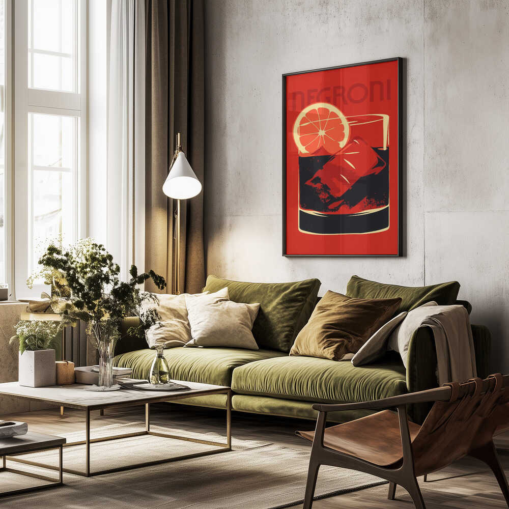 Stylized Negroni Cocktail Poster