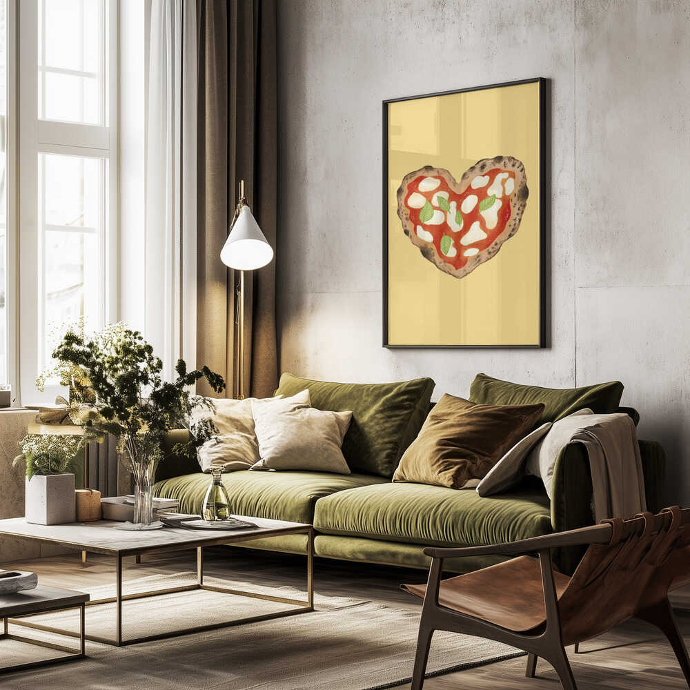 Pizza Heart light yellow Poster