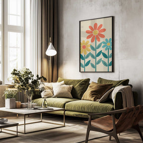 Boho Flowers Series No 7 Poster