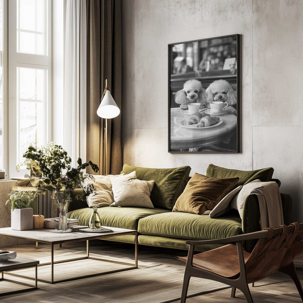 Poodles At the Café Poster