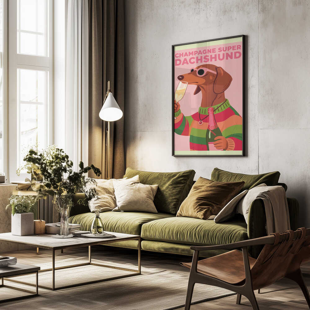 A3 Champagne Super Dachshund 01.png Poster