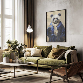 Panda In Blue Velvet Robe Poster