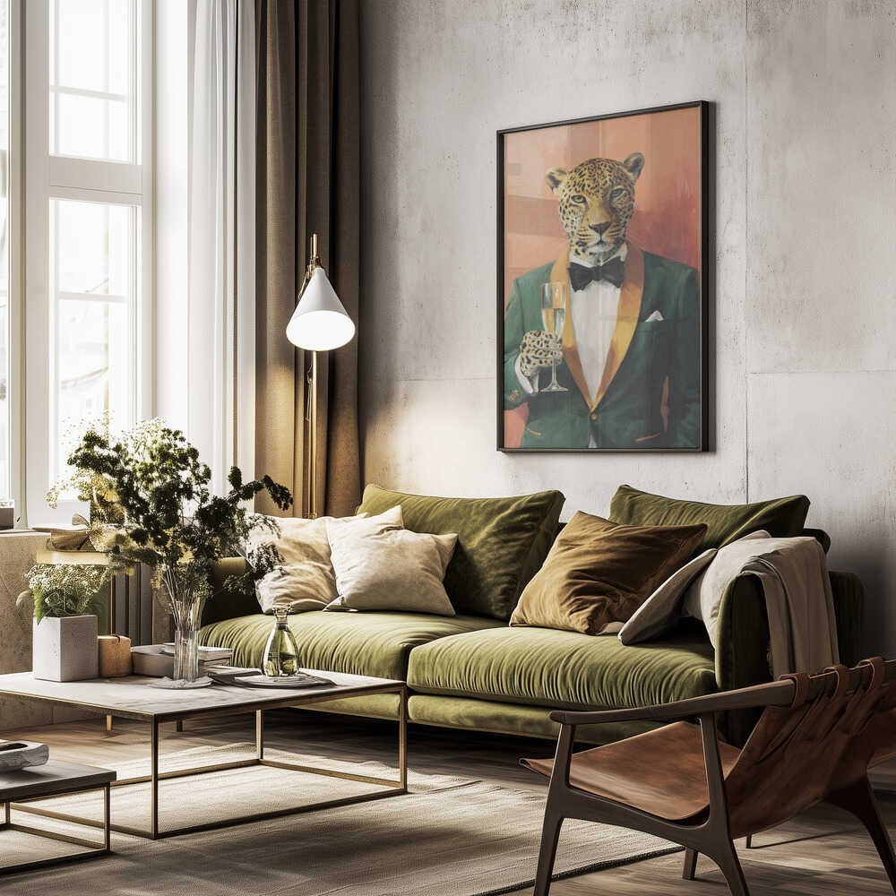 Leopard In Green Tuxedo Poster