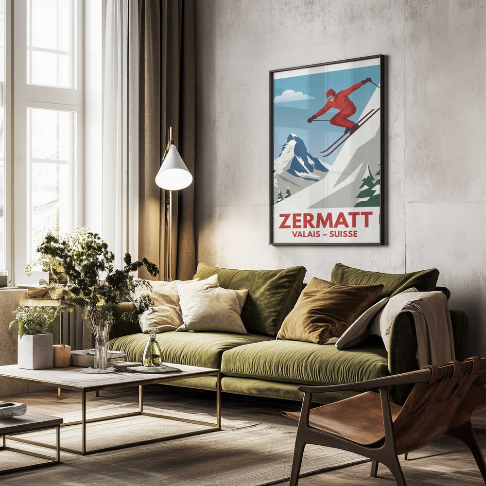 Zermatt Skiing Poster