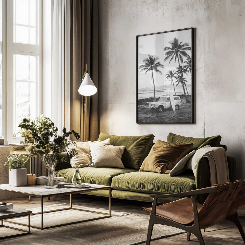 At the Beachbw Poster