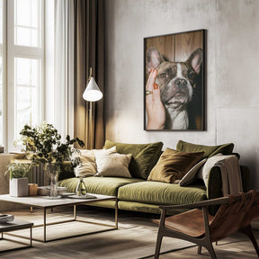 Petting a Frenchie Poster