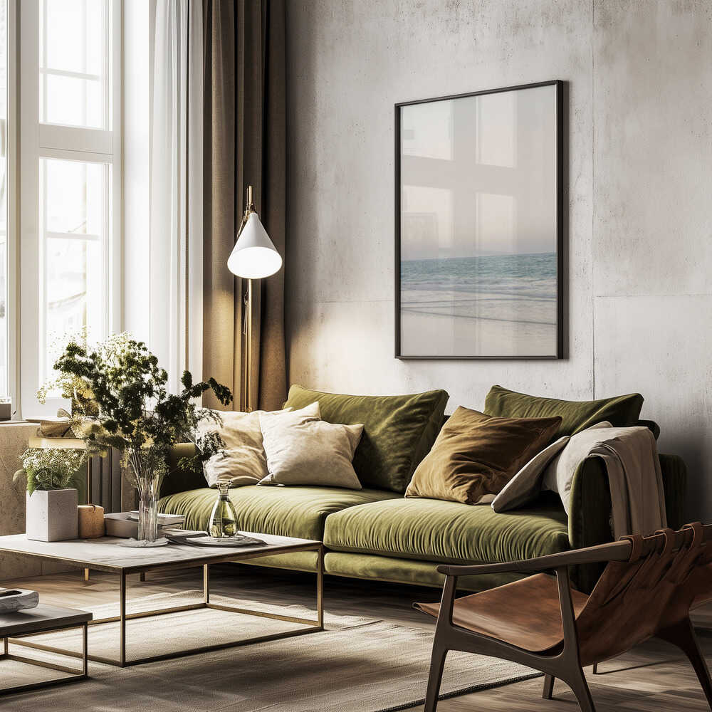 Warm Serene Beach Landscape Clear Sky Poster