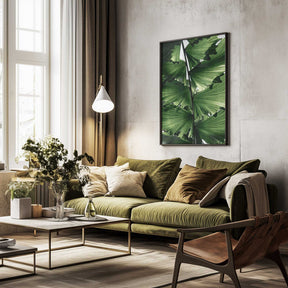 Tropical Green Palm Glow Poster