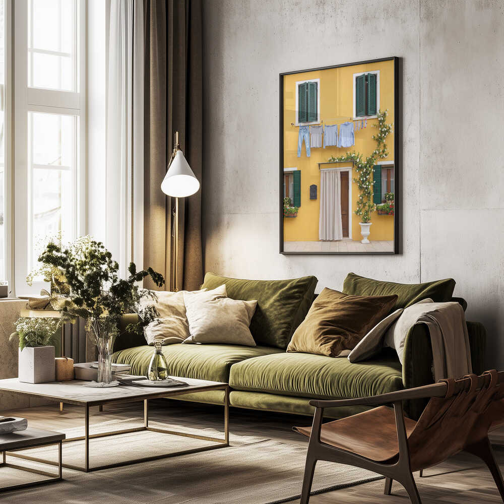 Yellow House Laundry Day Poster