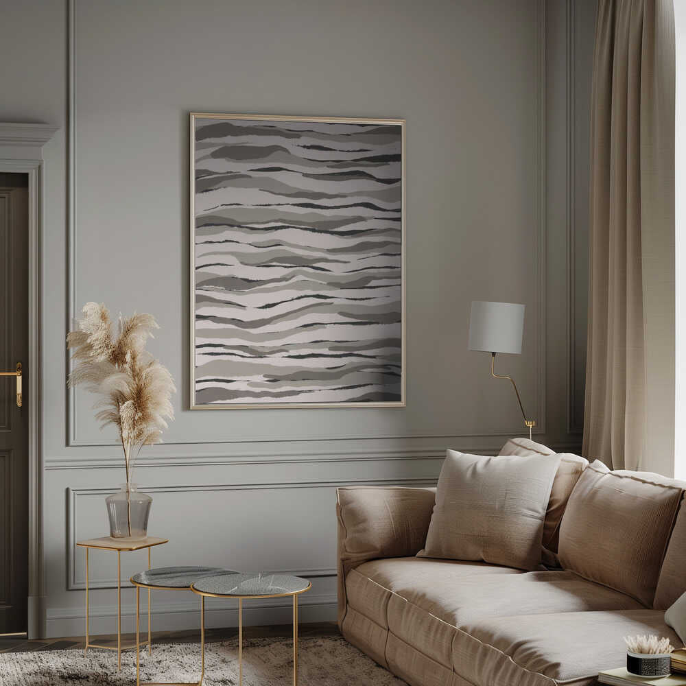 Monochrome Waves Poster