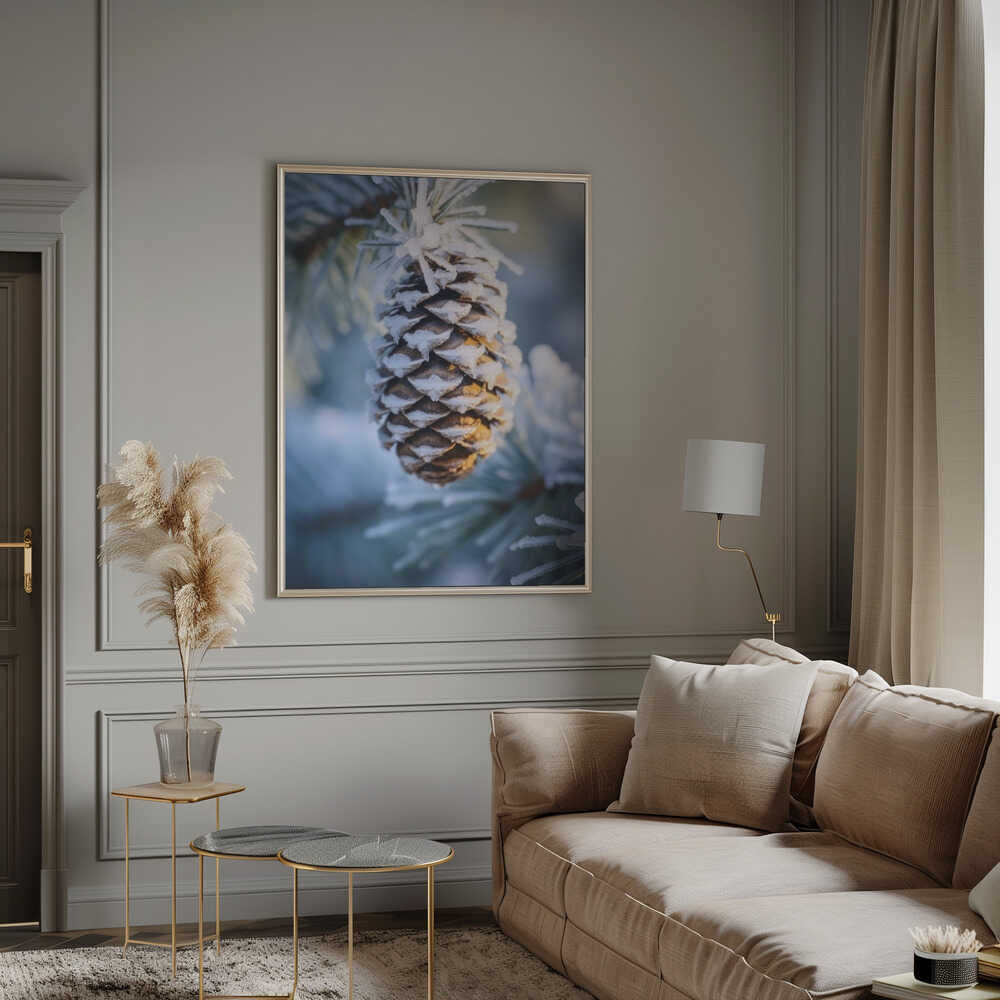 Frosty Pinecone Burst Poster