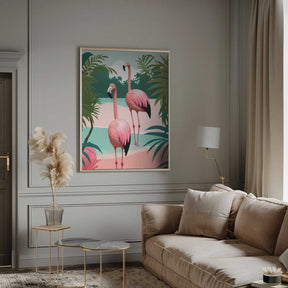 Tropical Flamingo Paradise Poster