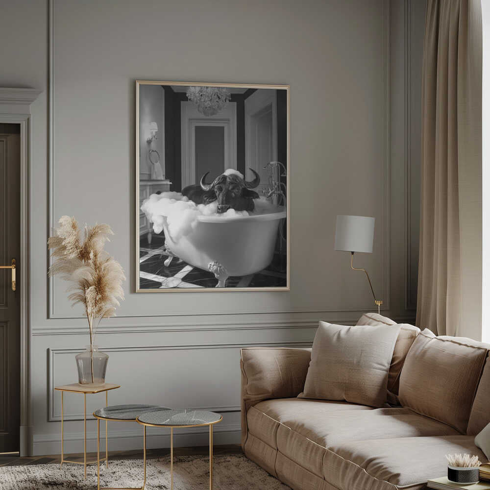 Curious Buffelo In the Tub Poster