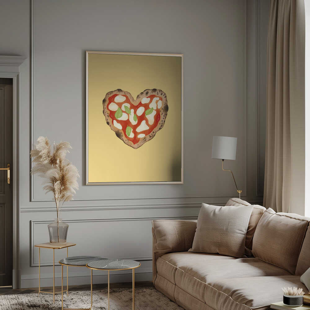 Pizza Heart light yellow Poster