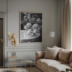 Poodles At the Café Poster
