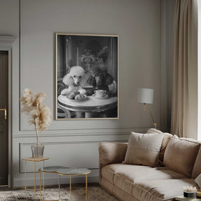 Parisian Poodle Breakfast Poster