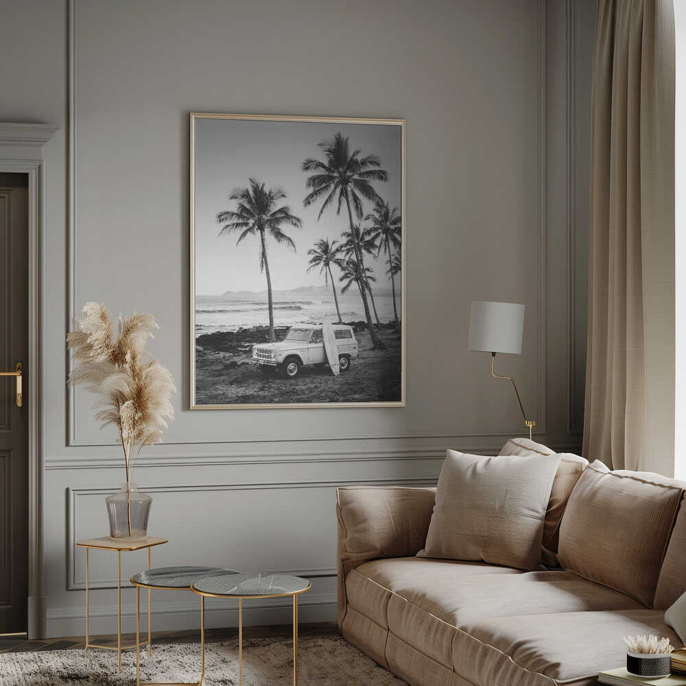 At the Beachbw Poster