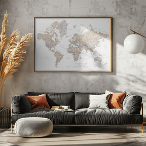 Wanderlust world map in spanish Poster