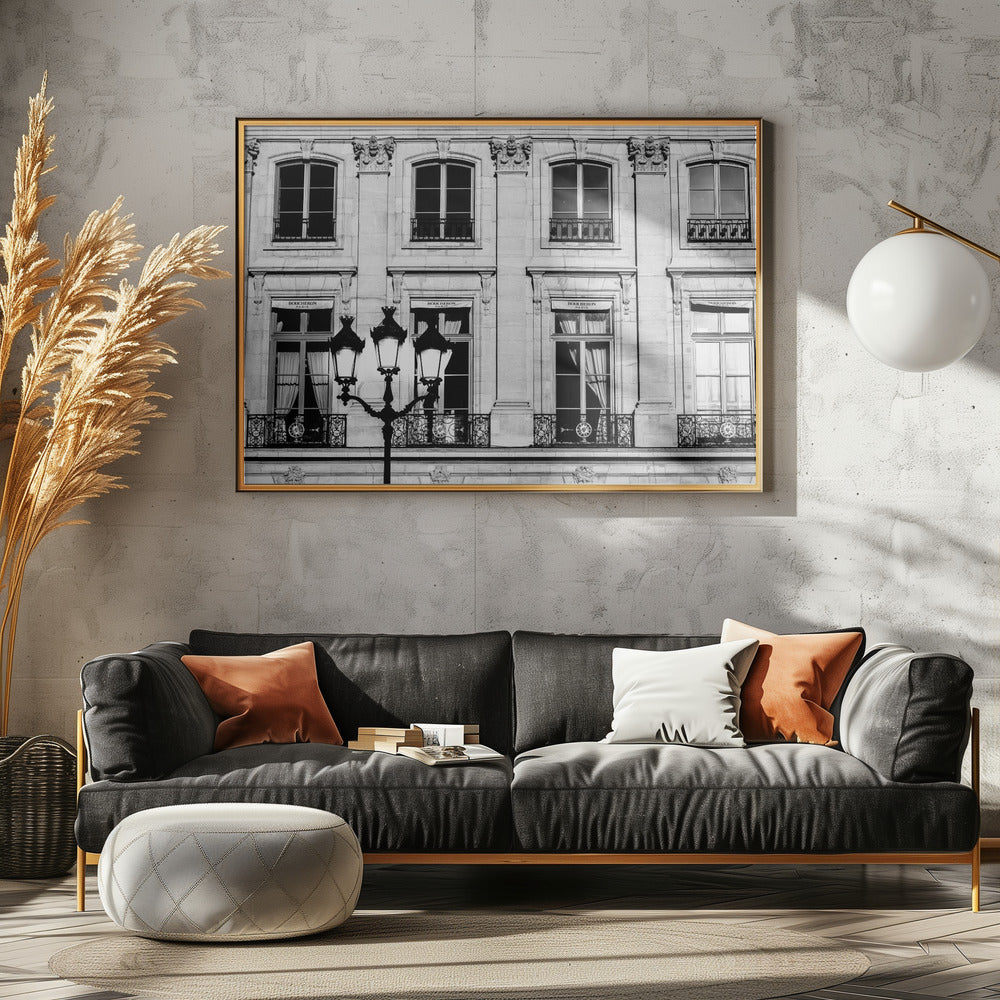 Paris Lamps Black And White Poster