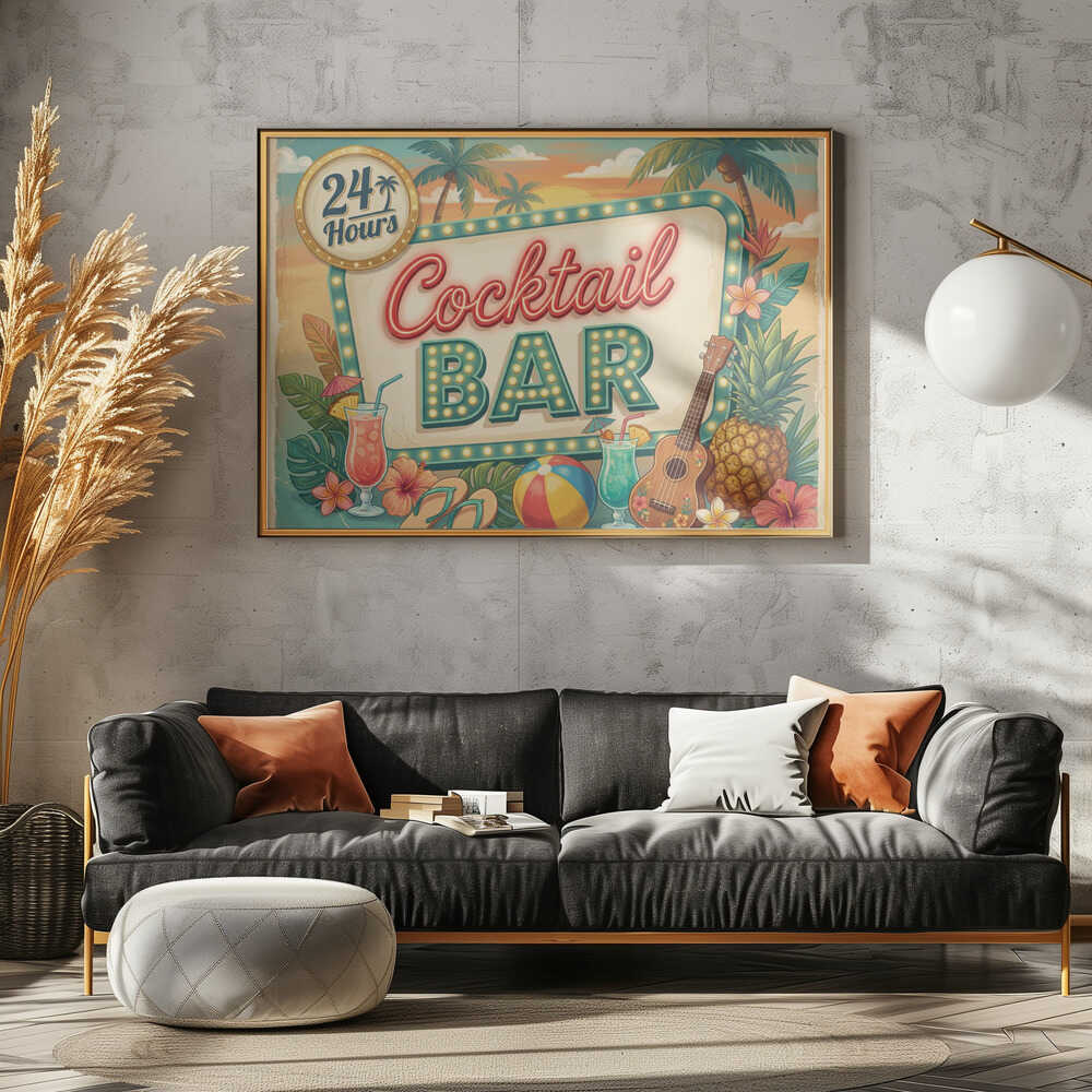 24 Hours Cocktail Bar Poster