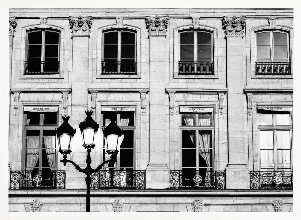 Paris Lamps Black And White Poster