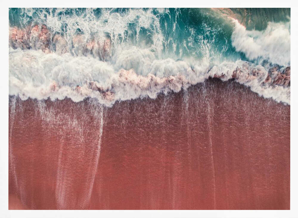 Crimson Shoreline Waves Poster