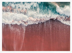 Crimson Shoreline Waves Poster