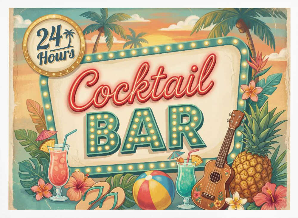 24 Hours Cocktail Bar Poster
