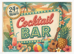 24 Hours Cocktail Bar Poster