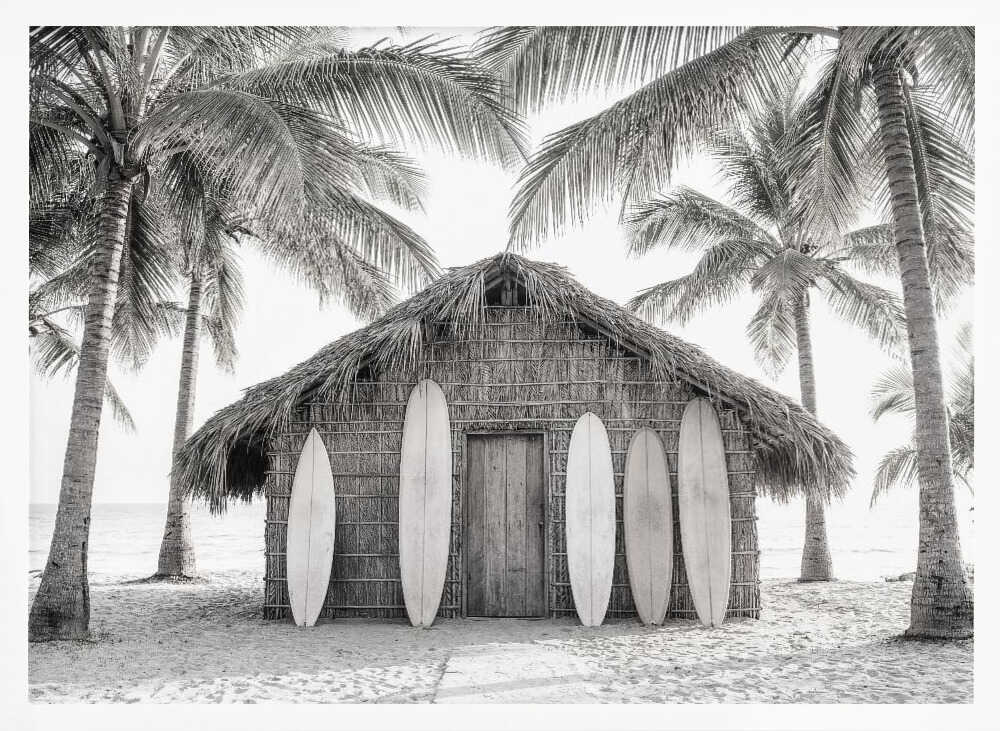 Beach Hutbw Poster