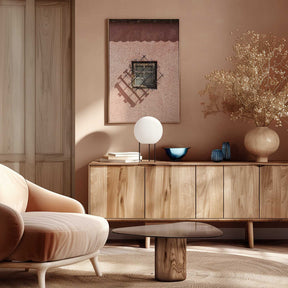 Rustic Pink Wall With A Vintage Window Poster