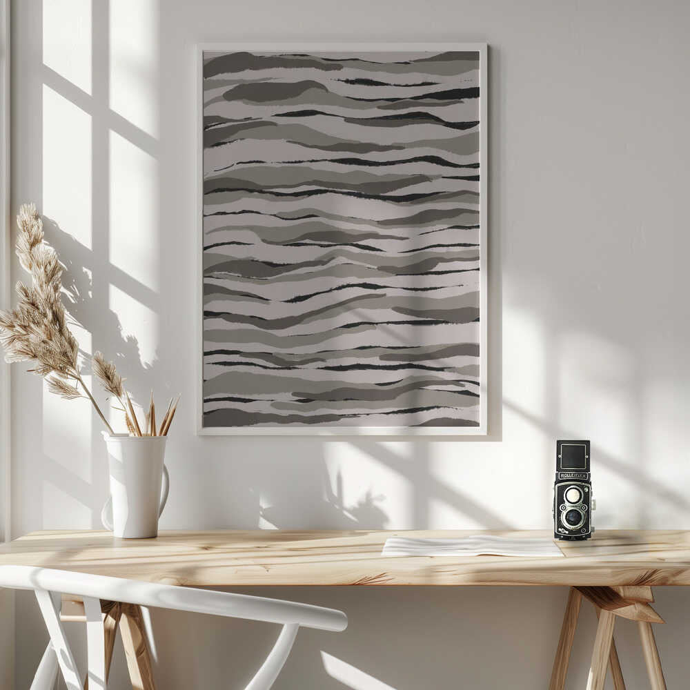 Monochrome Waves Poster