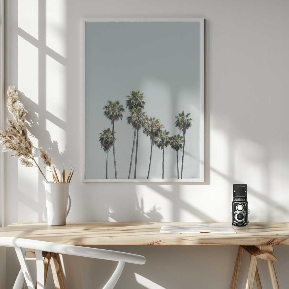 Blue Palm Trees Poster