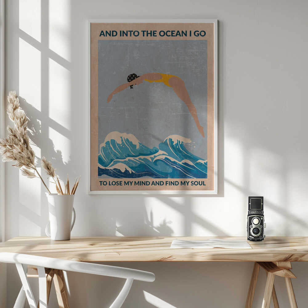 Into the Ocean (blue) Standard Wall Art Poster