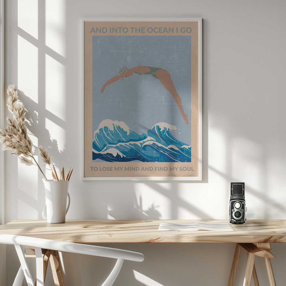 Into the Ocean I Go (grey) Poster