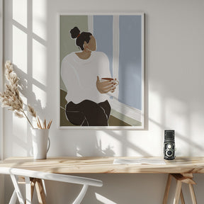 Woman Enjoying a Cup of Tea Art Print Poster