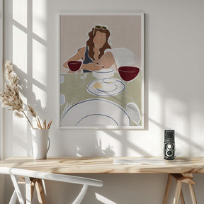 Woman Dining In a Restaurant Print By Ivy Green Illustrations Poster