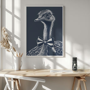 Ostrich with bow tie Poster