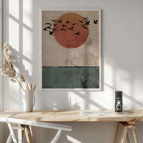 Birds Flying In the Sunset Poster