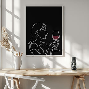 Woman and Wine On Black 2 Poster