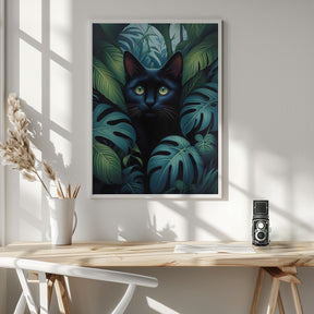 Cat In Bushes Poster